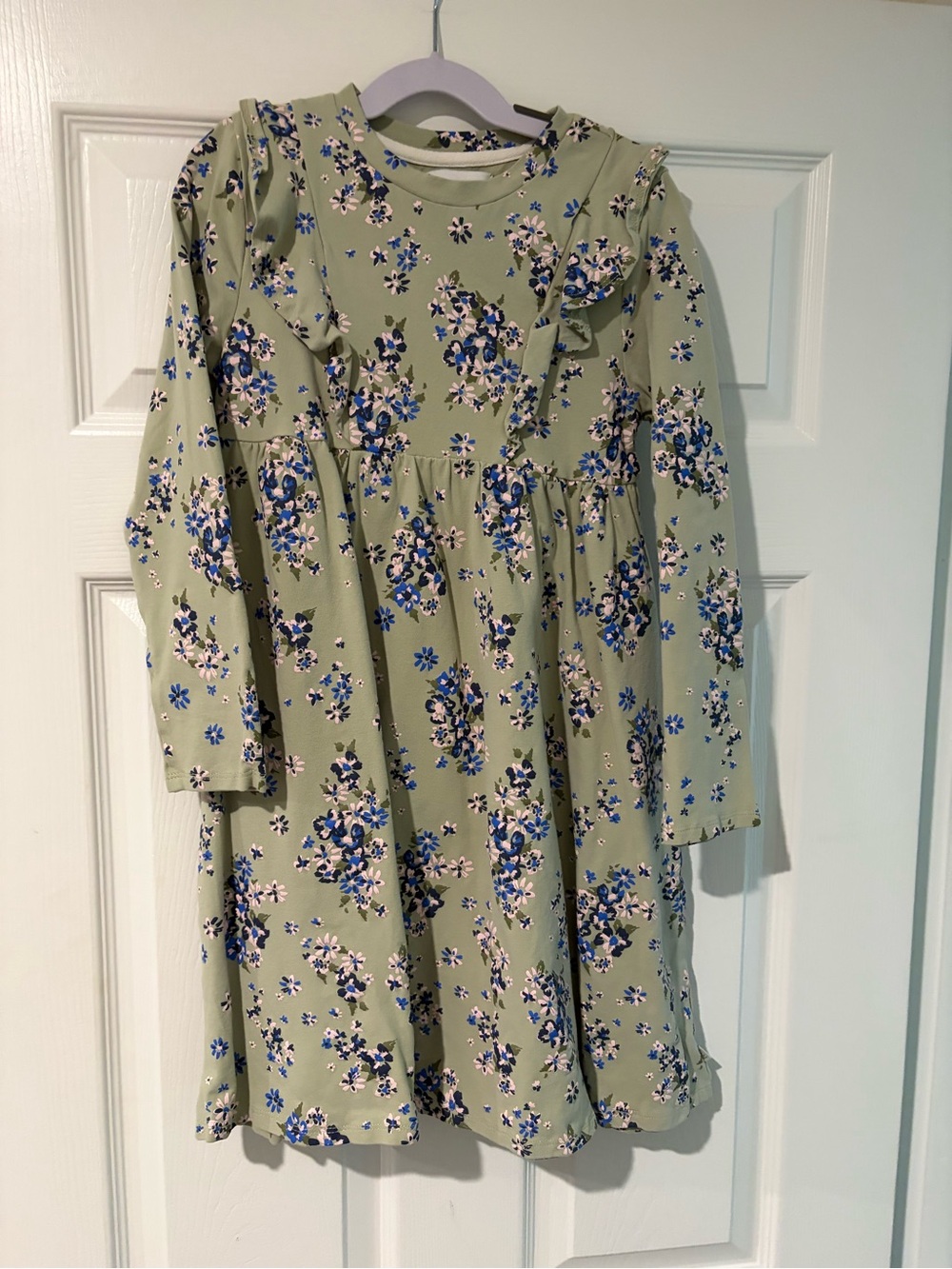 Sammy + Nat Sage Green Floral Ruffle Long-Sleeve Dress